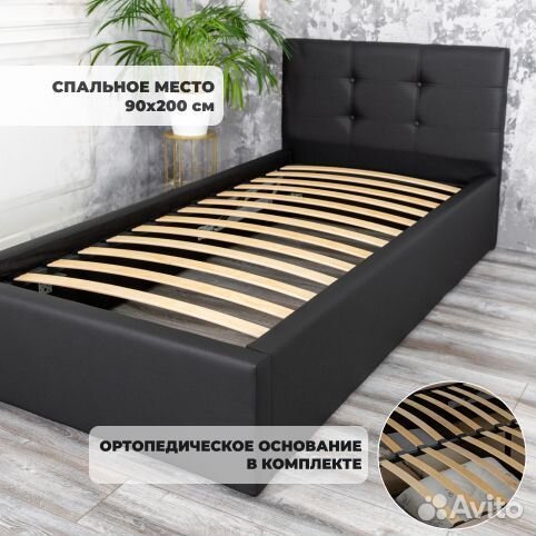 Кровать 90х200 черная Роза