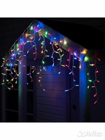 Гирлянда мерцающая бахрома, цвета на выбор