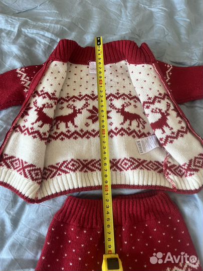 Вязаный детский комплект 68. Костюм и одеяло