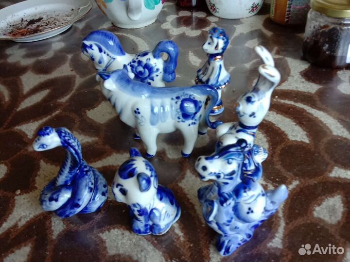 Фигурки животных Гжель 6штук