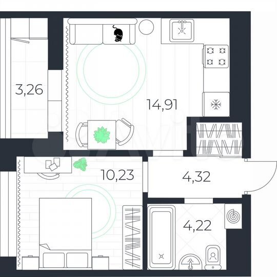 1-к. квартира, 35,9 м², 9/10 эт.