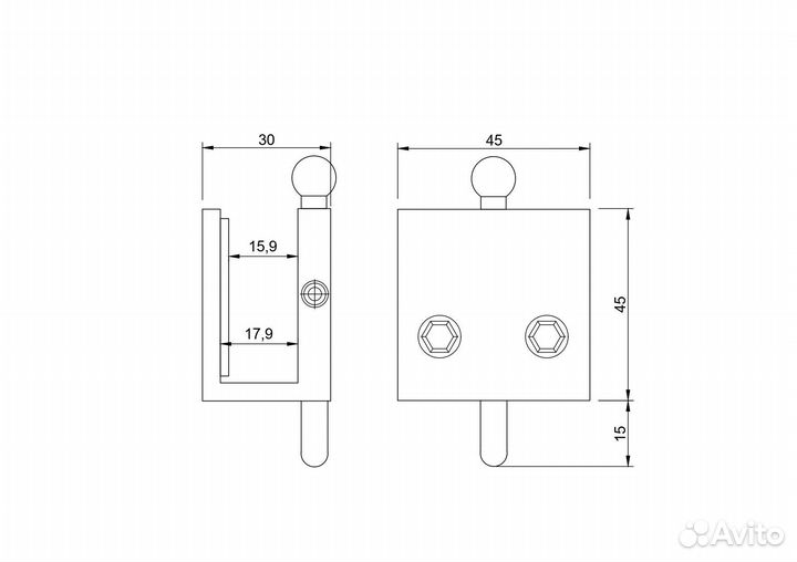 Шпингалет с ответной частью в пол для двери