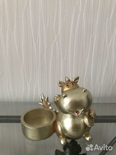 Подсвечник для свечи-таблетки денежный дракон