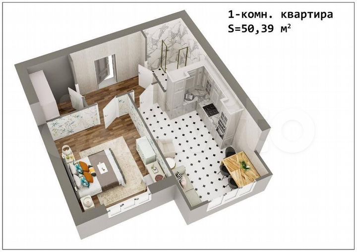 1-к. квартира, 50,4 м², 3/10 эт.