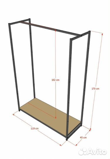 Стеллаж для одежды в стиле Лофт A17120-02-чдс (170
