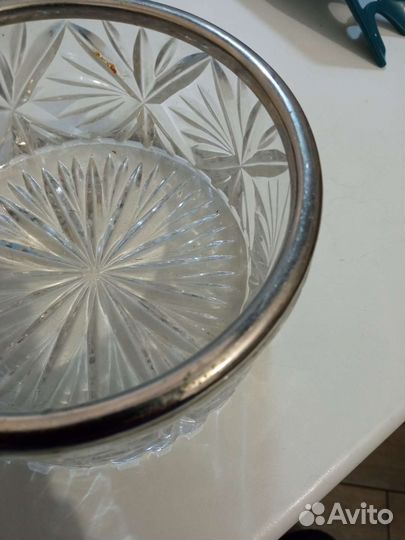 СССР хрусталь с металлическим ободком