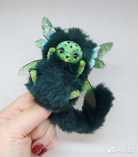 Мягкий зеленый кот игрушка