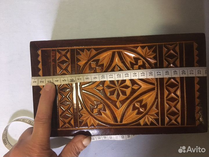 Шкатулка для украшений деревянная винтаж с резьбой