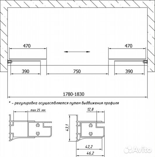 Шторка на ванну Vegas Glass Z2V 0180 05 01 профиль