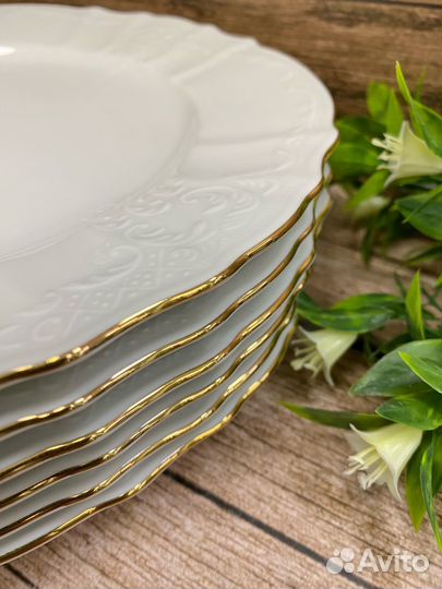 Набор тарелок «Отводка золото» 27см. 6шт. Чехия