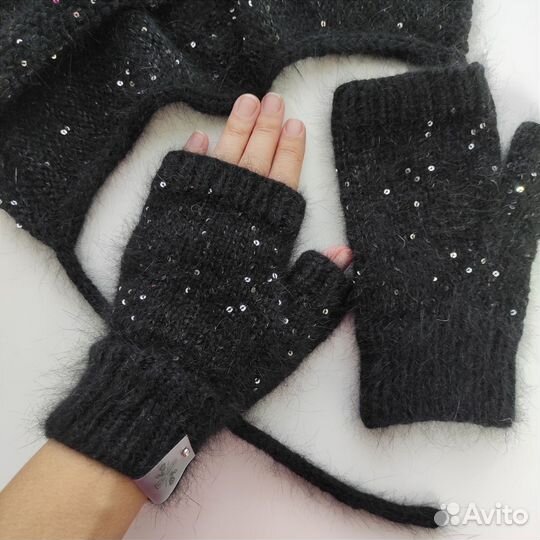 Коточепчик и митенки из пуха норки