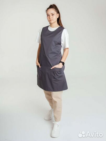 Фартук двойной серый