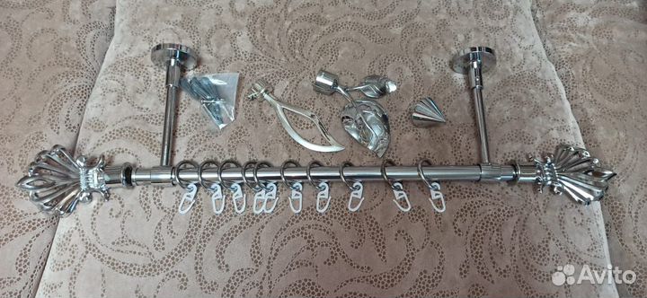 Карниз длина 1 м, 1.2 м,1.4 м металлический хром