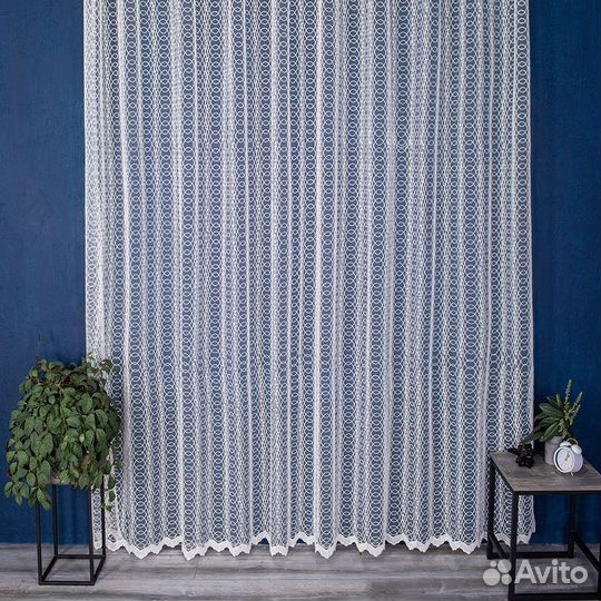 Тюль дентель Ажур молочный готовый на окна пошив