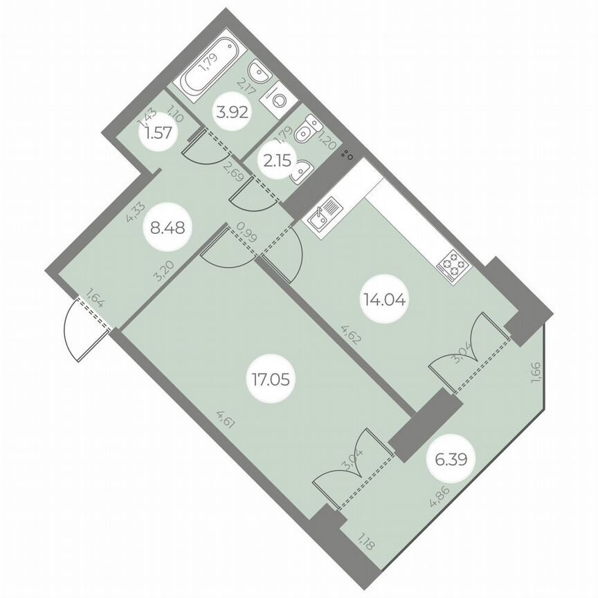 1-к. квартира, 50 м², 14/20 эт.
