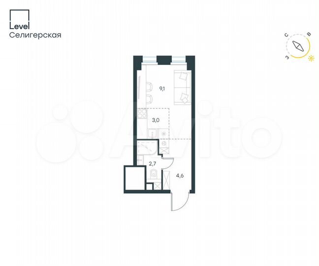 Квартира-студия, 19,4 м², 28/31 эт.