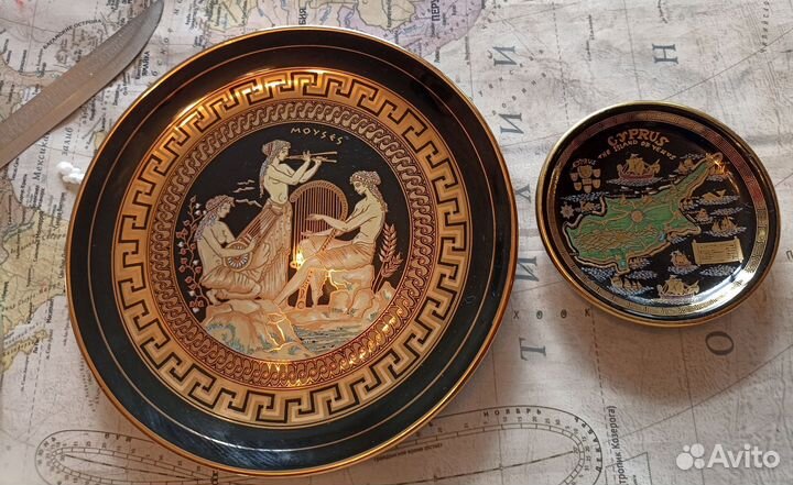 Тарелка с позолотой 24 карата. Греция