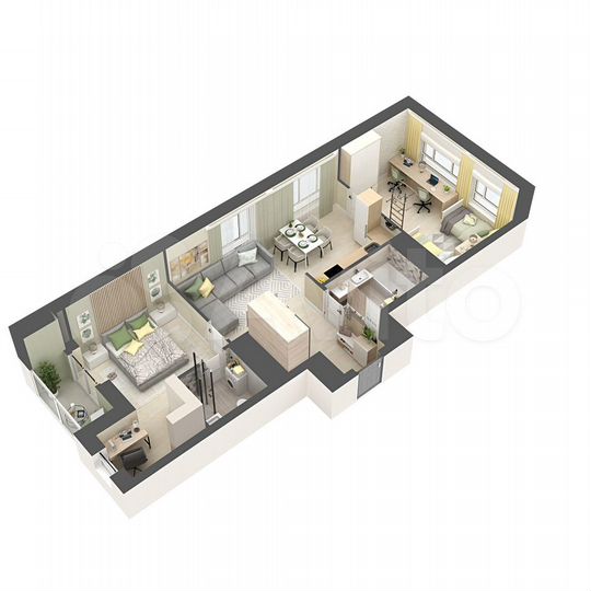 2-к. квартира, 69,4 м², 11/25 эт.