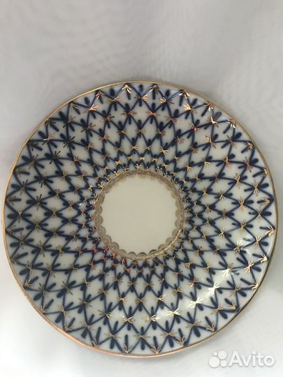 Чайное блюдце (тюльпан) кобальтовая сетка лфз