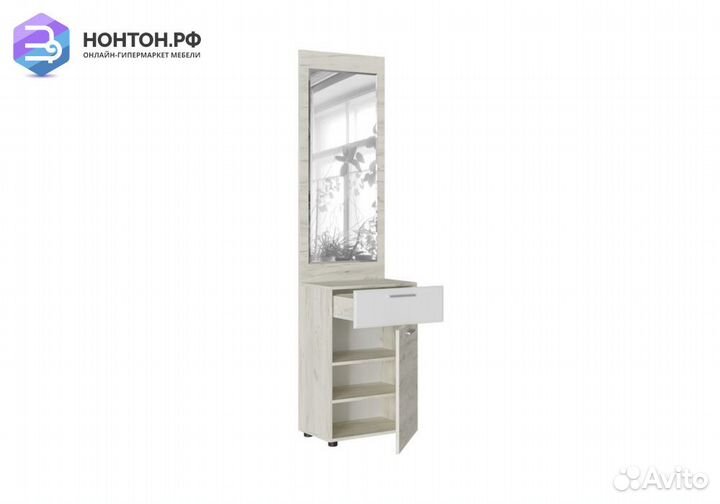 Тумба с зеркалом Сафари дуб крафт белый / белый со