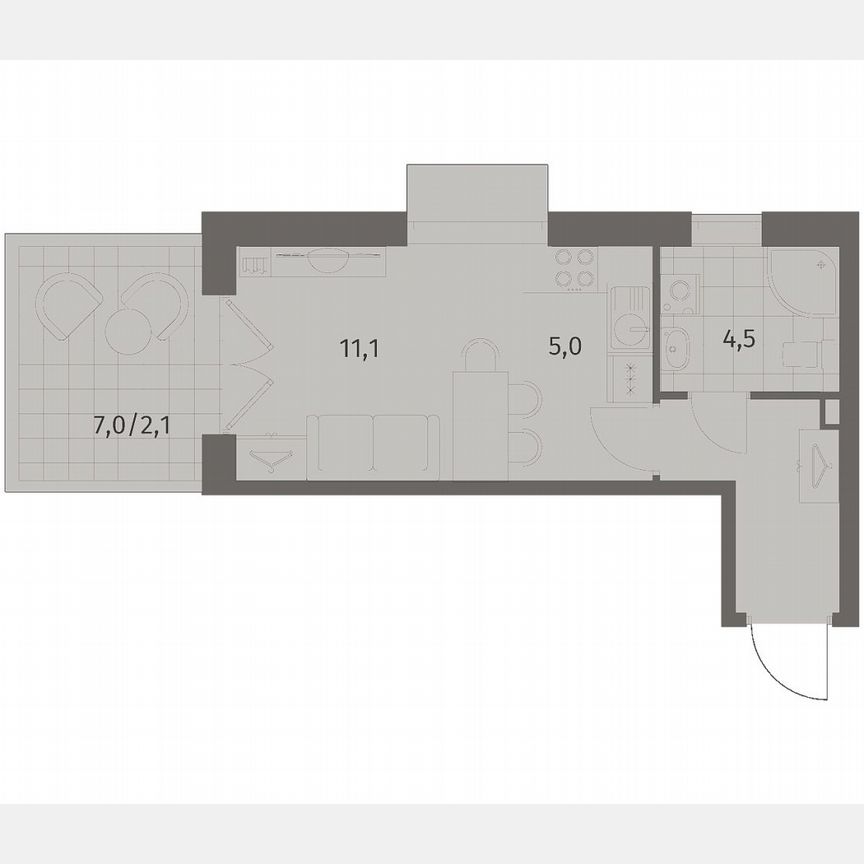 Квартира-студия, 27,4 м², 1/8 эт.