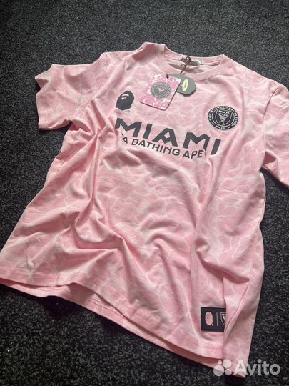 Футболка bape x inter miami розовая