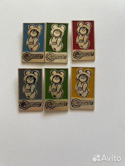 Значок Олимпийский Мишка, Москва 80. Оригинал СССР