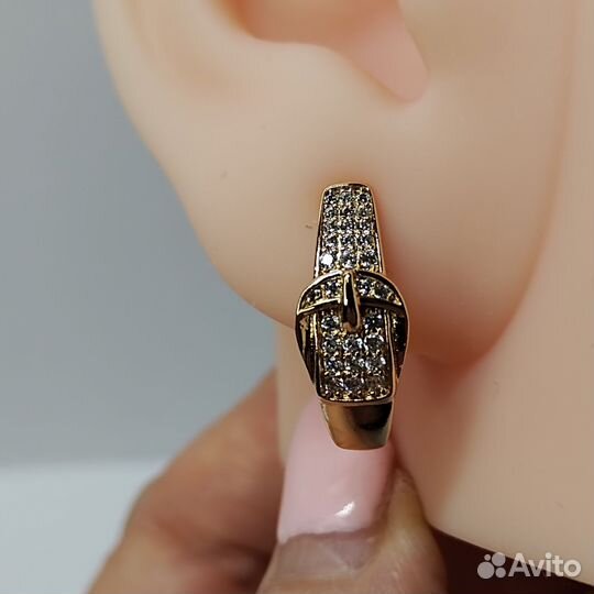 Серьги Пряжка, золочение