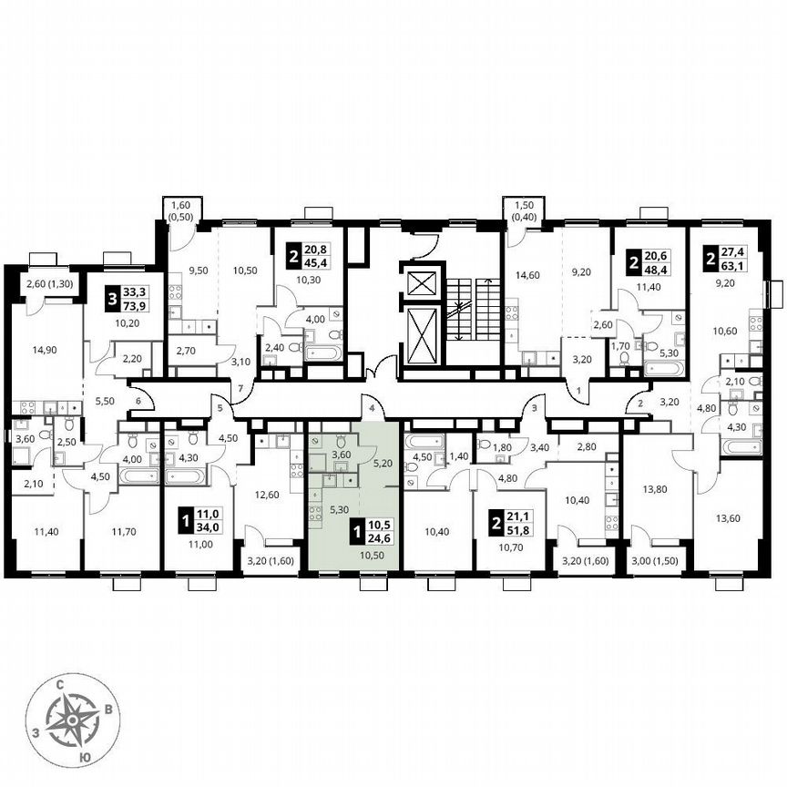 Квартира-студия, 24,6 м², 16/17 эт.