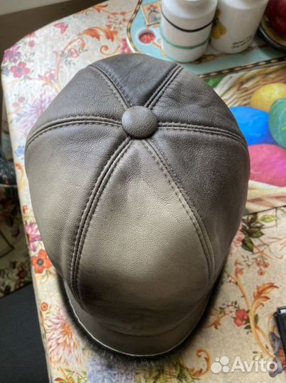 Шапка кожаная женская зимняя