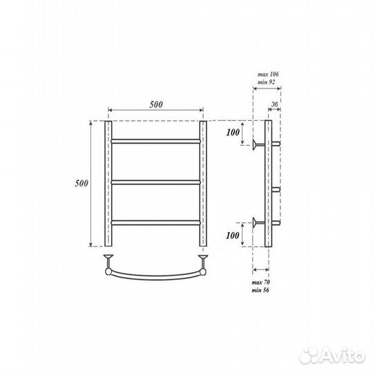 Полотенцесушитель водяной Point PN04155 П3 500x500