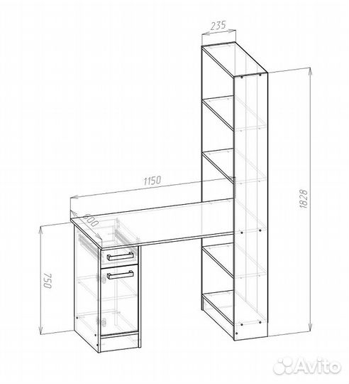 Стол письменный Лена спл-2 (Белый/Белый глянец)