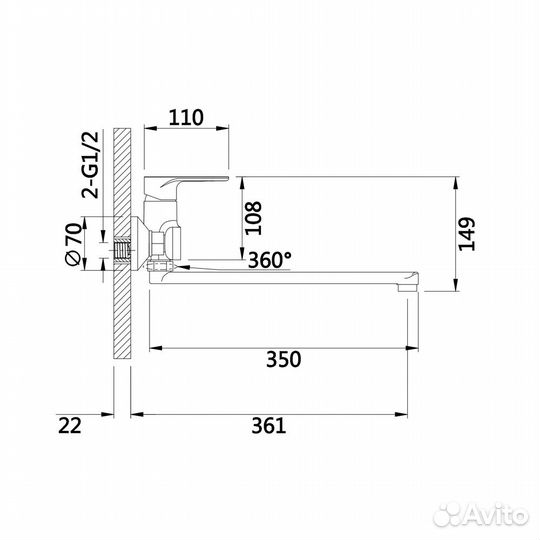 Смеситель для ванны D-Lin D147377-C, белый