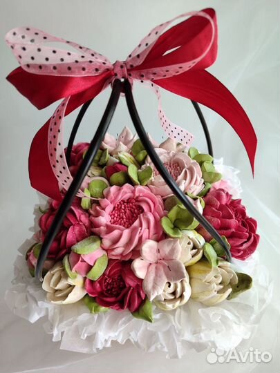 Композиция из вкусных зефирных цветов для учителя