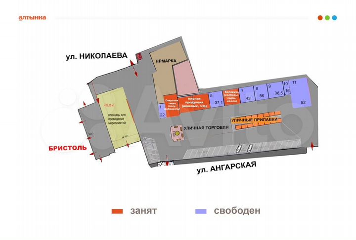 Торговая площадь для продажи урожая 3 м2