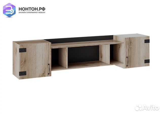 Шкаф навесной большой Окланд фон черный / дуб дела