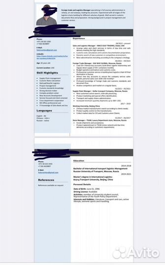 Профессиональное Создание резюме на англ и рус