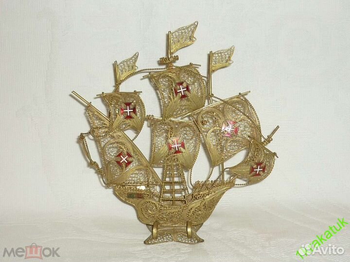 Корабль, фрегат мадейра скань, филигрань