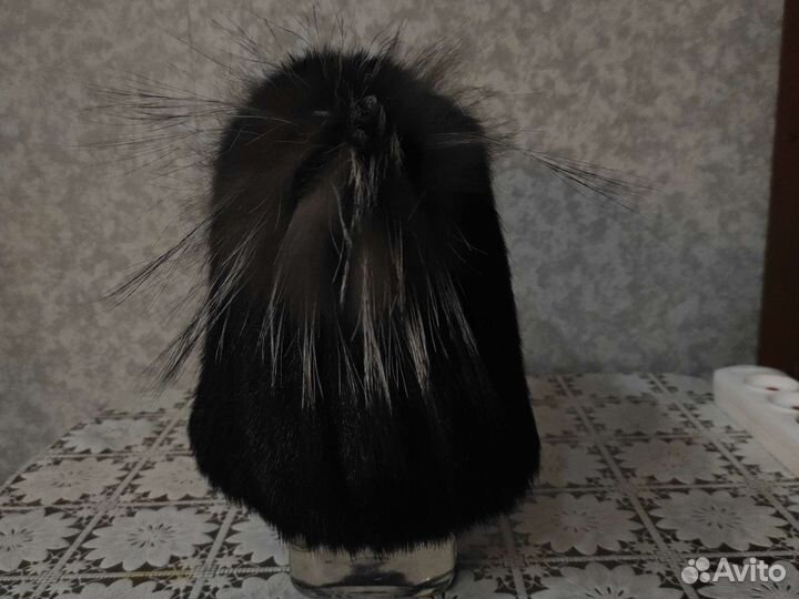 Шапка норковая вязаная женская