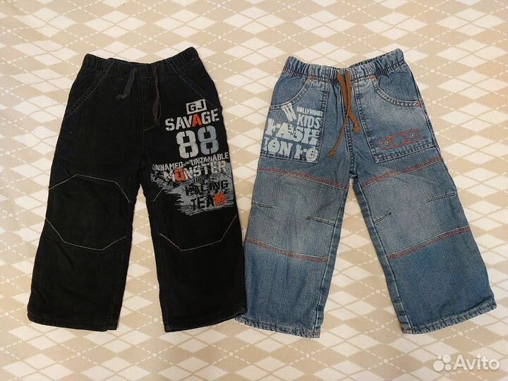 Утепленные джинсы р.92, 2шт