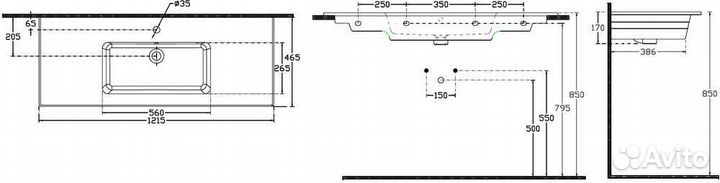 Раковина Allen Brau Fantasy Flat 122x47, без перелива, белая