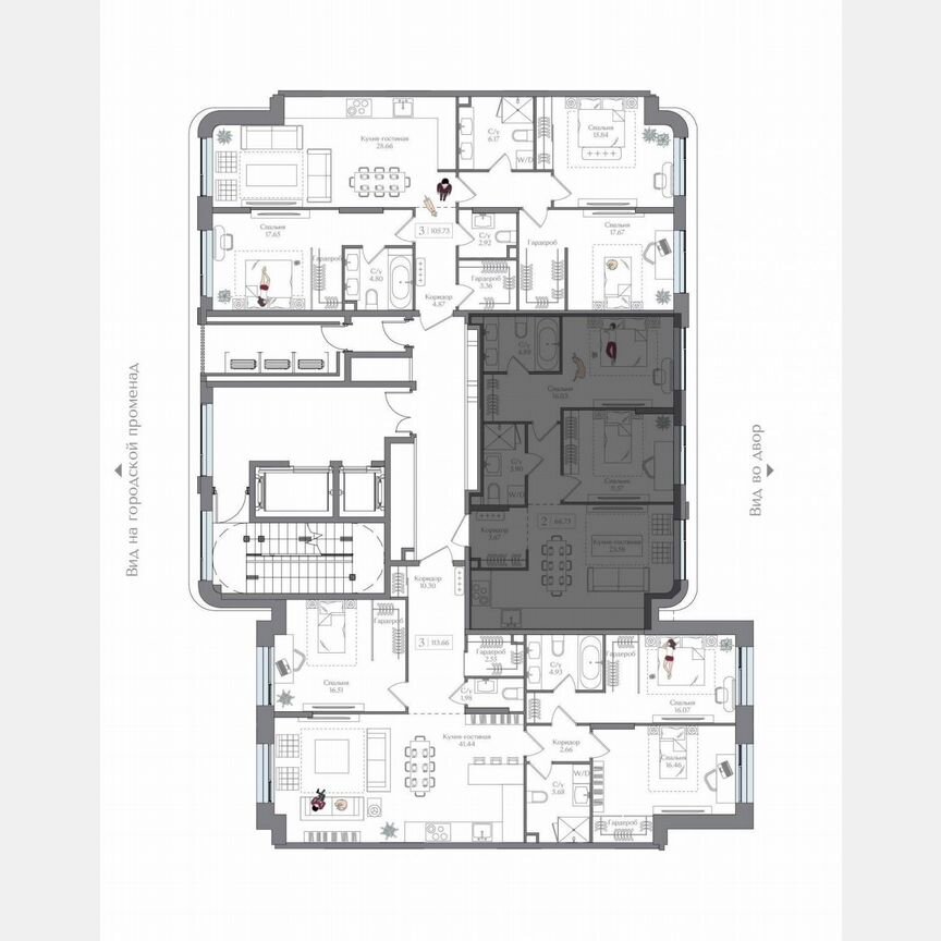 2-к. квартира, 66,7 м², 4/15 эт.