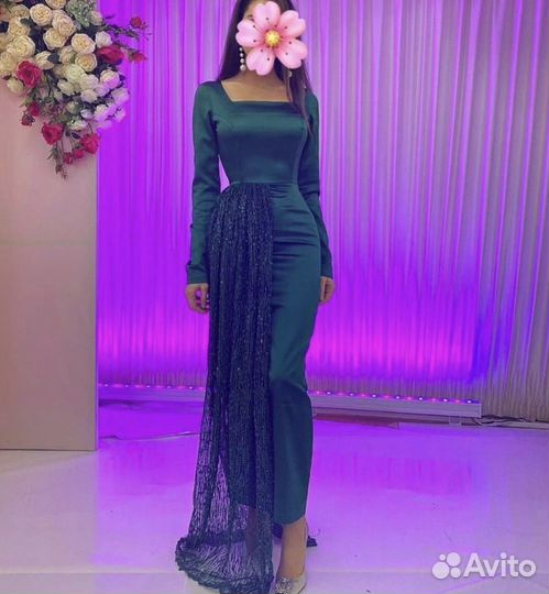 Вечернее платье 40-42 размера в пол зеленое