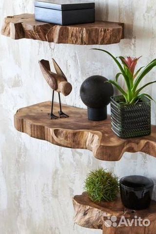 Парящая полка со скрытым креплением, массив