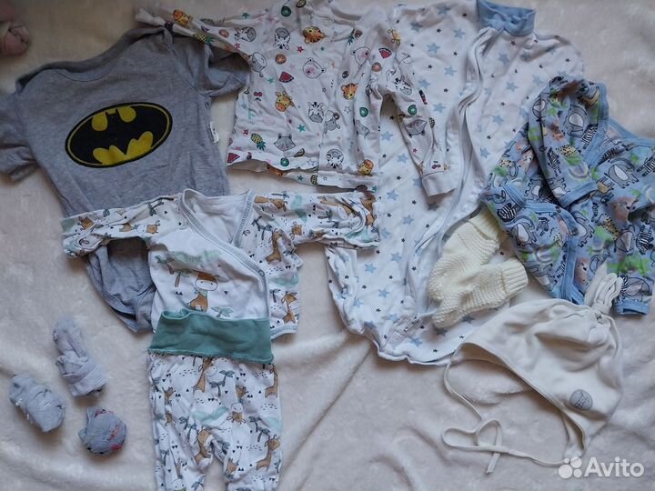 Пакетом одежда с 0 до 6 месяцев для мальчика