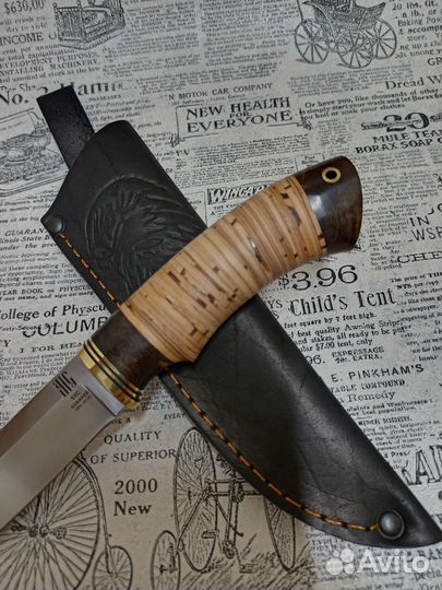 Нож лесник/ сталь 9хс/ береста