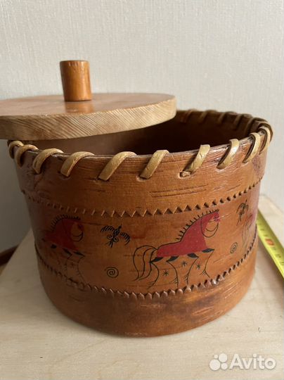 Берестяной туес подлинная мезенская роспись