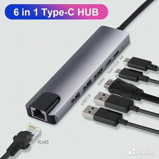 Type-C TO USB3.0*2+hdmi+RJ45+PD