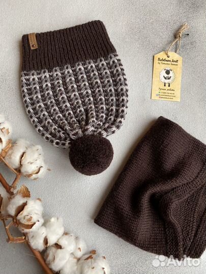 Комплект шапка и снуд, размер 46-50, на 1-4 года