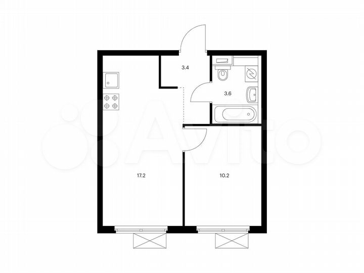 1-к. квартира, 34,4 м², 8/9 эт.